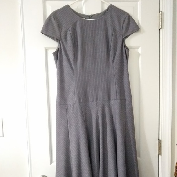 Anne Klein Gray Pinstripe A-Line Women's Dress 12 - Picture 1 of 8